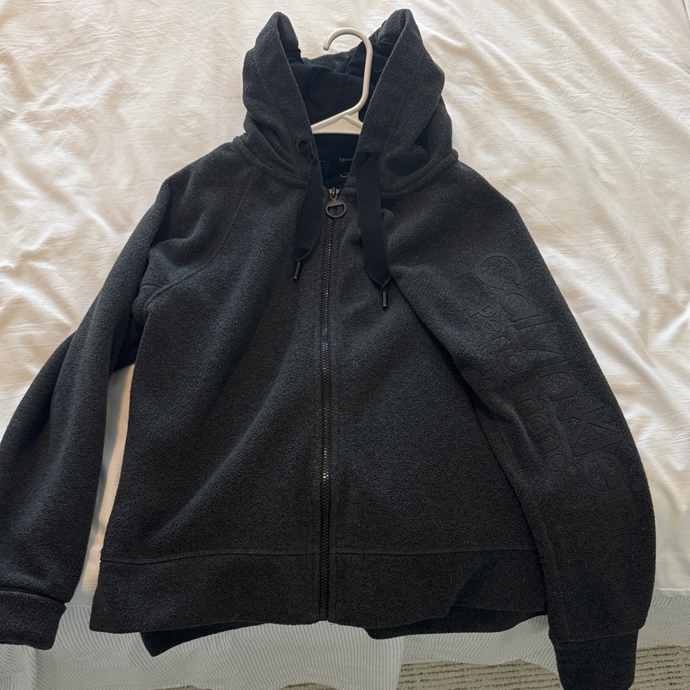 Calvin Klein Dark Grey Zip-Up Hooded Fleece Jacket